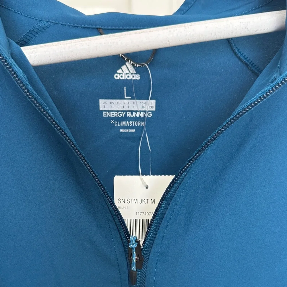 NWT adidas Energy Running ClimaStorm Jacket - Teal Blue - Size large - Picture 3 of 7